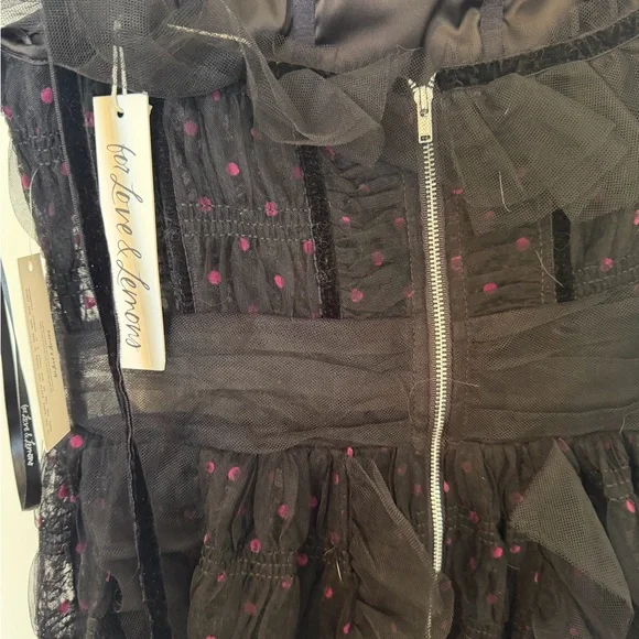 For Love & Lemons Janelle Black Maxi Dress with Pink Accents - Picture 10 of 11